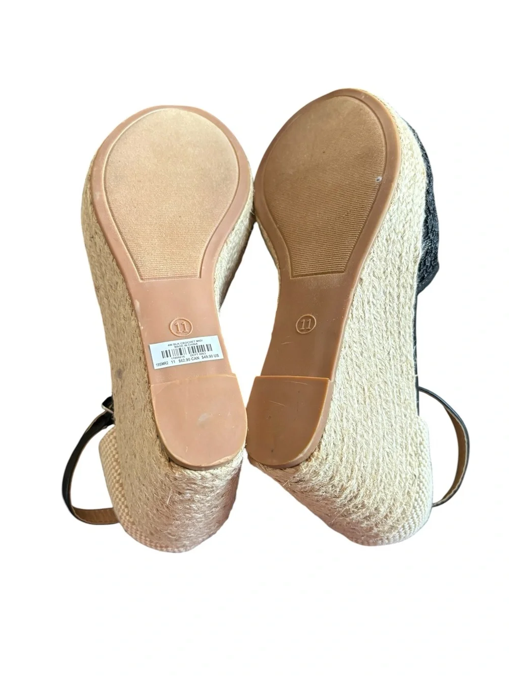 Torrid Crochet Wedge Platform Espadrille Black Lace Sandal Strap Size 11